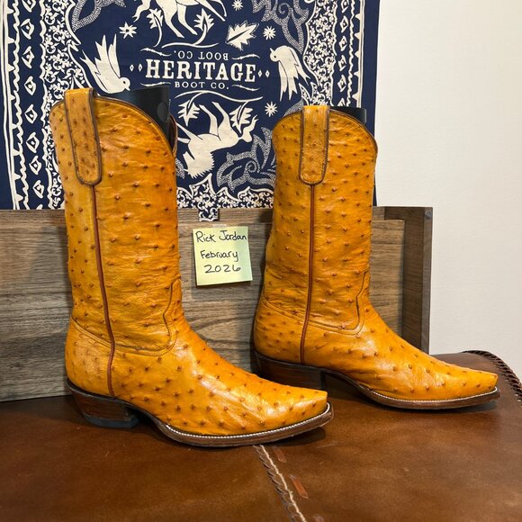 J&J Specialty Boot Co. FULL FQ Ostrich Cowboy Boots in men\'s size 11D main image 4